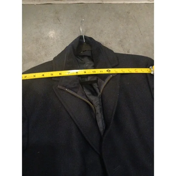 Faconnable Mens 52R (44 US) Regular Black Wool Cashmere Overcoat Italy - Picture 12 of 14